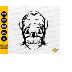 spooky tree skull svg | halloween wall art decal sticker vinyl stencil graphic | cutting file cuttable clipart vector di