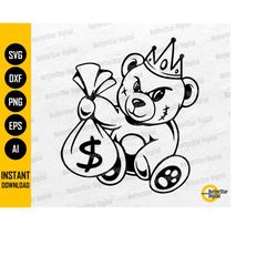 teddy bear king money bag svg | scar face bandage rich savage hip hop rap rapper gangster | cut files clipart vector dig