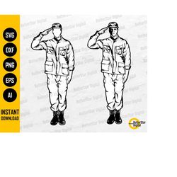 Soldier Salute SVG | Marine Saluting SVG | Army SVG | Military Svg | Cricut Silhouette Cutting Files Printable Clipart V