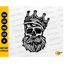 Bearded Skull King SVG | Your Highness SVG | Gothic Skeleton Rule Leader Conquer Sire Goth | Cut File Clip Art Vector Di