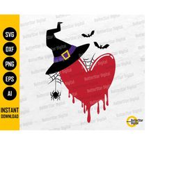 Halloween Heart PNG | Witch SVG | Spooky Shirt Sticker Graphics | Cricut Silhouette Cutting File Printable Clipart Vecto