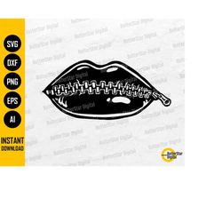 Zipped Lips SVG | Zipper SVG | Discrete Quiet Silent Hush Shush Shhh Secret Closed Mouth | Cut Files Clip Art Vector Dig