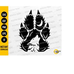 Wolf Pawprint SVG | Wild Animal T-Shirt Sticker Tattoo Stencil Vinyl | Cricut Cutting Files Printable Clip Art Vector Di