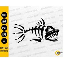 Fish Skeleton SVG | Fishbone SVG | Fishing T-Shirt Stencil Graphics | Cricut Cutting Files Silhouette Clip Art Vector Di
