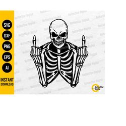 Skeleton Middle Finger SVG | Skull SVG | Horror T-Shirt Decal Graphics Tattoo Vinyl | Cricut Cut Files Clipart Vector Di