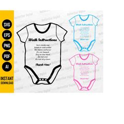 Baby Bodysuit Care Card SVG | Infant Jumpsuit Maintenance Instructions | Cricut Cutting File Clipart Vector Digital Down