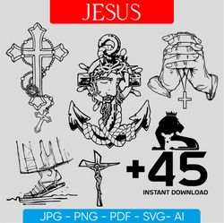 Jesus Christ svg, Jesus Cross png- Perfect for Cricut Laser Jesus Svg, Png, Ai