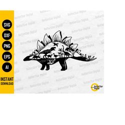 Dinosaur Scene Stegosaurus SVG | Dino T-Shirt Decal Sticker Decoration | Cricut Cutting File Printable Clipart Vector Di