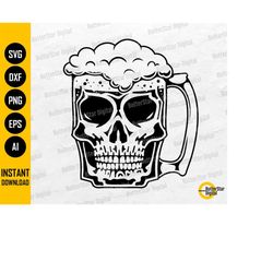 skull beer mug svg | lager svg | draft beer svg | alcoholic drink bar pub drunk alcohol | cutting file clipart vector di