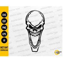 Shouting Skull SVG | Gothic SVG | Bones SVG | Shout Scream Laugh Mouth | Cut File Printable Clip Art Vector Digital Down