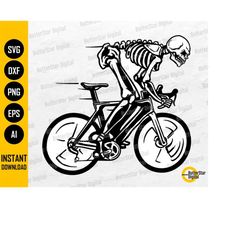 Skeleton Riding Bicycle SVG | Cycling SVG | Bike SVG | Racing Race Racer Athlete Biking | Cutting File Clipart Vector Di
