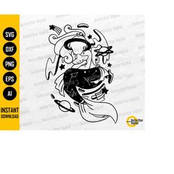 Celestial Mermaid SVG | Ocean Sea Wall Art Vinyl Decal Decor T-Shirt Sticker | Cutting File Printable Clipart Vector Dig