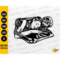 Skeleton Lovers Lying Down SVG | Dead Love SVG | Romance Embrace Hug Bed Sleep Death Toxic | Cut File Clip Art Vector Di