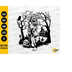 zombie girl svg | scary monster svg | halloween wall art decal sticker t-shirt vinyl | cricut cut file clipart vector di