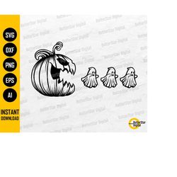 pumpkin chasing ghosts svg | halloween home decoration sublimation sticker decal | cricut cutting file clipart vector di