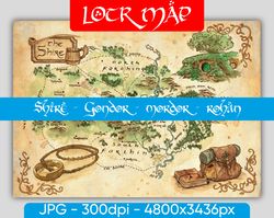 The Middle-Earth Maps Canvas Wall Art 4 series | Popular Movie Series Canvas Wall Art, Gifts for Lotr, Fathers Day Gift