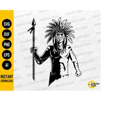 Native American SVG | Indian SVG | Indigenous People Head Dress Feathers Tribe Spear | Cutting Files Clip Art Vector Dig