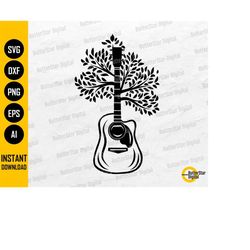 Acoustic Guitar Tree SVG | Music SVG | Musical Instrument SVG | Cricut Silhouette Cut Files Printable Clipart Vector Dig