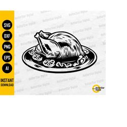 Thanksgiving Turkey SVG | Main Dish SVG | Food Illustration Drawing Graphics Stencil | Cricut Cutfile Clip Art Vector Di