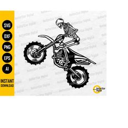 Motorcycle Racer Skeleton SVG | Dirt Bike PNG | Offroad Racing Circuit Vehicle Race Motor Sport | Cutfile Clipart Vector