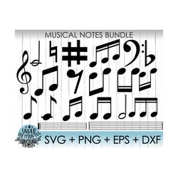 Music SVG Bundle / Music Notes SVG / Musical Notes Cut File / Treble Clef Music / Svg, Png, Dxf, Eps files / Silhouette