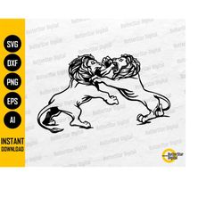 Two Lions Fighting SVG | Jungle Animal T-Shirt Vinyl Stencil Graphics | Cricut Cut Files Silhouette Printable Clipart Di