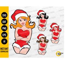 Christmas Girls SVG | Naughty Xmas Woman | Santa Baby | Cricut Silhouette Cameo Cutting File Printable Clipart Vector Di