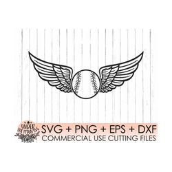Baseball with Wings SVG File / Fastpitch Baseball svg / Svg, Png, Dxf, Eps / Silhouette Cut Files, Cricut Svg / Vinyl Cu