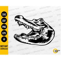 Crocodile Head SVG | Reptile SVG | Gator Vinyl Decal T-Shirt Graphics | Cricut Cutting File Printable Clip Art Vector Di