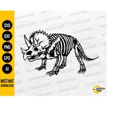skeleton triceratops svg | dinosaur vinyl stencil illustration graphics drawing | cricut cutting files clipart vector di