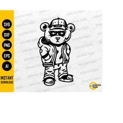 Bear With A Hoodie SVG | Teddy SVG | Shades Bling Cap Hustling Hip Hop Rap Rapper Gangster | Cut Files Clipart Vector Di