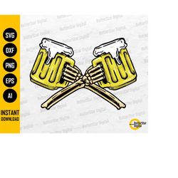 Beer Skeleton Crossbones SVG | Cheers SVG | Funny Drinking T-Shirt Sticker Gift | Cut File Printable Clip Art Vector Dig