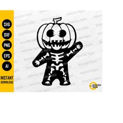 Pumpkin Skeleton SVG | Cute Kids Halloween T-Shirt Vinyl Stencil Graphic | Cricut Cut File Silhouette Clip Art Vector Di