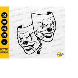 Smoking Clown Masks SVG | Cannabis SVG | 420 Pot Baked High Hemp Hash Ganja Dope | Cut File Printable Clip Art Vector Di