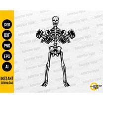 Skeleton Lifting Weights SVG | Workout Exercise Crossfit Fitness Fit Buff Strength Training | Cutfile Clip Art Vector Di