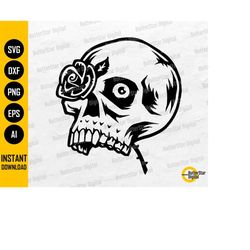 rose eye skull svg | funny flower tattoo decal t-shirt wall art graphics | cricut silhouette printable clipart vector di