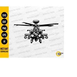 Combat Helicopter SVG | Military T-Shirt Vinyl Stencil Graphics | Cricut Silhouette Cameo Cut File Printable Clip Art Di