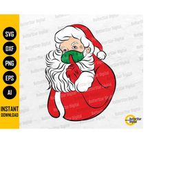 Face Masked Santa Claus SVG | Merry Christmas SVG | Modern Holidays SVG | Cricut Cut File Printables Clip Art Vector Dig