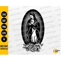 Floral Virgin Mary SVG | Mary Mother Of God SVG | Virgen De Guadalupe Illustration | Cricut Cut File | Clipart Vector Di