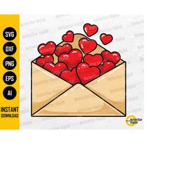 Hearts Envelope SVG | Love Letter Card Gift Decor Decal Decoration Shirt | Cricut Silhouette Printable Clipart Vector Di