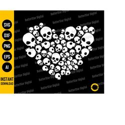 Skulls Heart SVG | Bones SVG | Cute Gothic Decal T-Shirt Graphics | Cricut Silhouette Cutfile Cuttable Clipart Vector Di