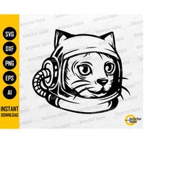 Cat Astronaut SVG | Cute Cartoon Animal Decals T-Shirt Sticker Graphics | Cricut Silhouette Cut File Clip Art Vector Dig