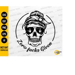 Zero Fucks Given SVG | Halloween Messy Bun SVG | Mom T-Shirt Decal Sticker Tumbler | Cricut Cut Files Clip Art Vector Di