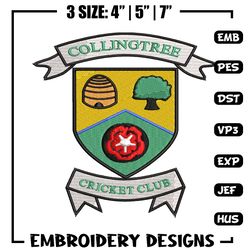 Collingtree Cricket embroidery design, Collingtree Cricket embroidery, logo design, embroidery file, Digital download