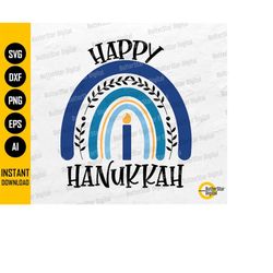 happy hanukkah rainbow svg | cute chanukah svg | light menorah candle lit | cricut cut files printable clipart vector di