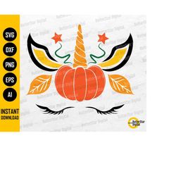Pumpkin Unicorn SVG | Autumn Unicorn | Cute Fall T-Shirt Design | Cricut Silhouette Cameo | Printable Clip Art Vector Di