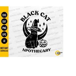 Black Cat Apothecary SVG | Halloween Animal T-Shirt Decal Sticker | Cricut Cutting File CNC Silhouette Clipart Vector Di