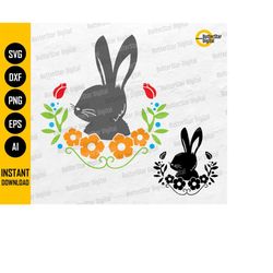 Floral Bunny Head SVG | Flower Rabbit SVG | Cute Easter Decal Shirt | Cricut Silhouette Cutting Cut Printable Clipart Di