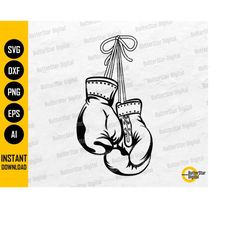 hanging boxing gloves svg | boxer svg | boxing wall art decor graphic | cricut silhouette cutting file clipart vector di
