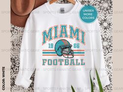 Miami Dolphins Football Sweatshirt Vintage Retro 80s Style Tshirt Trendy NFL Dolphins Fan Gift Mens Womens Tailgaiting G